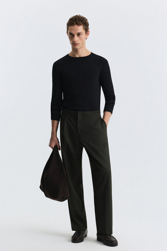 High-Waisted Pleated Pants