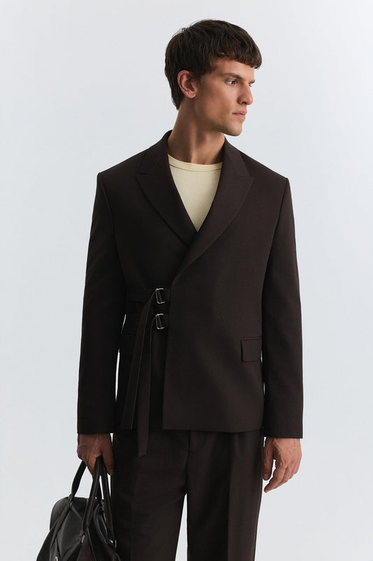 Blazer Jacket with a Snap Closure