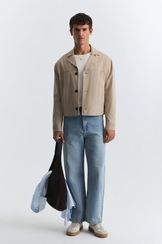 Crop Fit Faux Suede Jacket