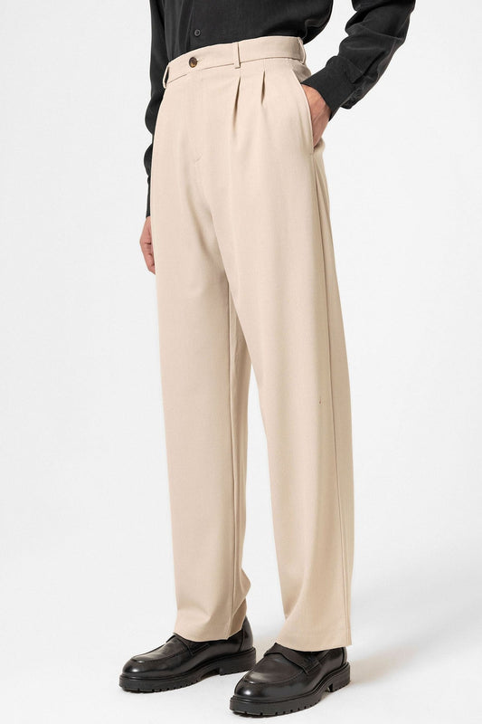 High-Waisted Pleated Relaxed-Fit Men's Pants