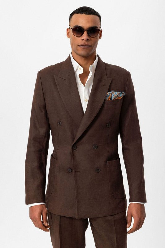 100% Linen Double-Breasted Men's Blazer