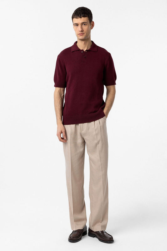 100% Cotton Polo-Neck Knit T-Shirt