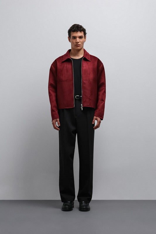Antioch Zipper-Front Faux Suede Men's Jacket