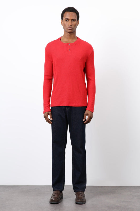 Antioch Ribbed-Collar Button-Down T-Shirt