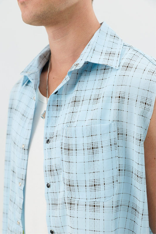 Men's Sleeveless Boxy-Fit Shirt with Modal Blend