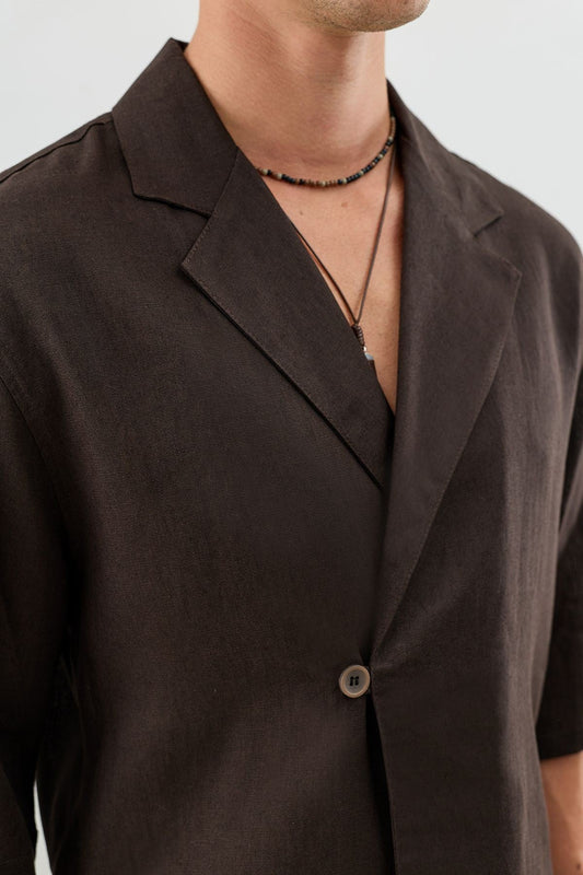 Men's Relaxed-Fit Symmetrical Shirt with Linen Blend