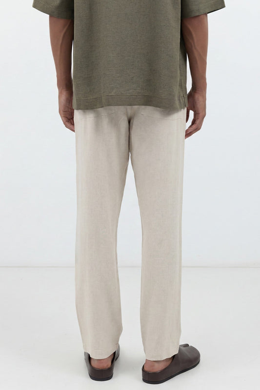 Men's Linen-Blend Pants with Elastic Waistband
