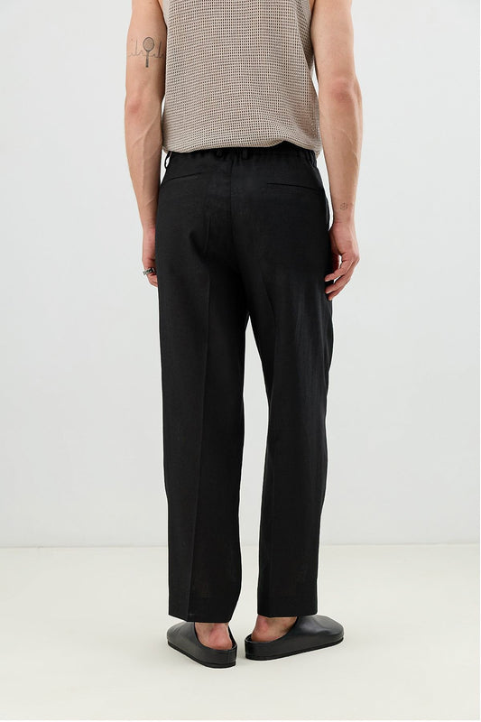 Men's Linen-Blend Pants with an Elastic Waistband