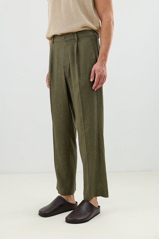 Men's Linen-Blend Pants with an Elastic Waistband