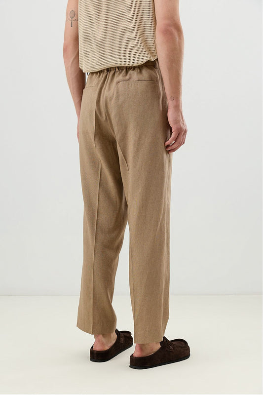 Men's Linen-Blend Pants with an Elastic Waistband