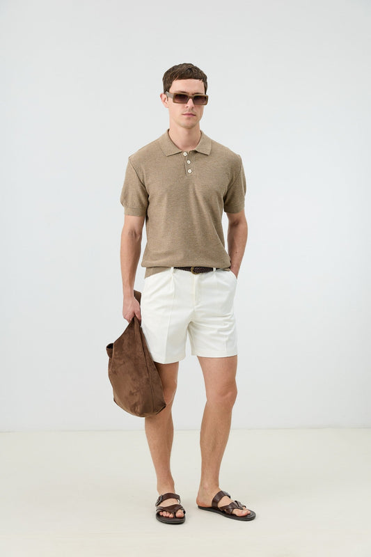 Textured Polo-Neck Knit Men's T-Shirt