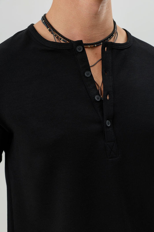 Cotton T-shirt with Button-Down Collar
