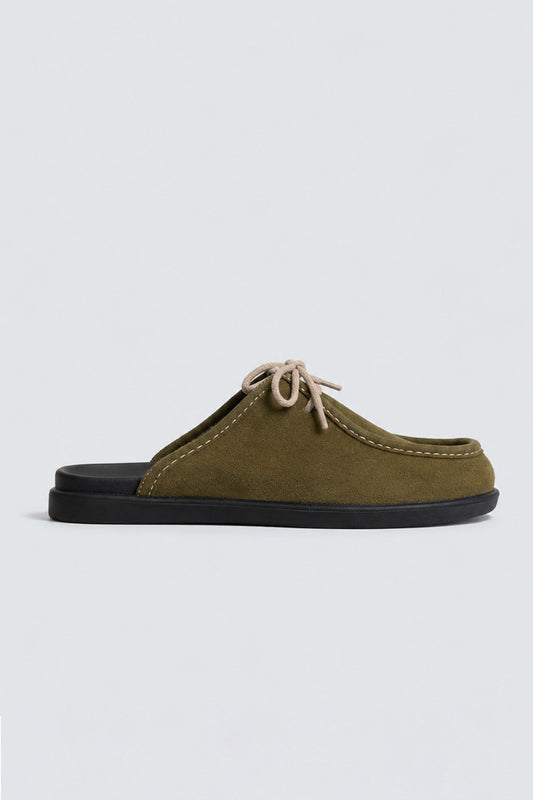 100% Suede Lace-Up Sabot