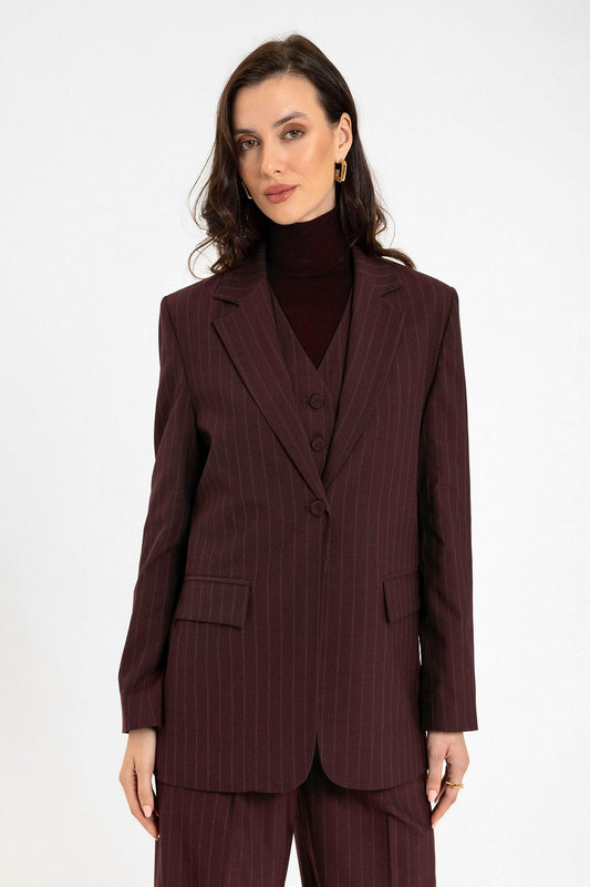 Antioch Women's Single-Button Striped Blazer Jacket