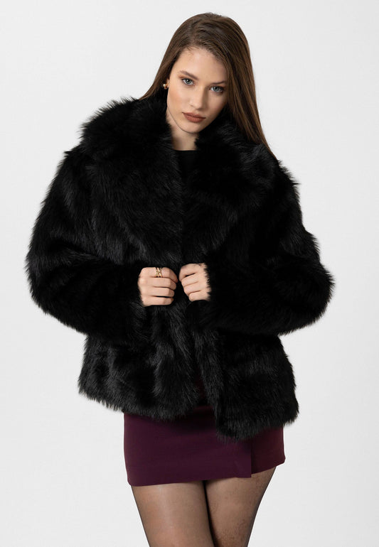 Antioch Women's Jacket with Collar, Faux Fur Jacket
