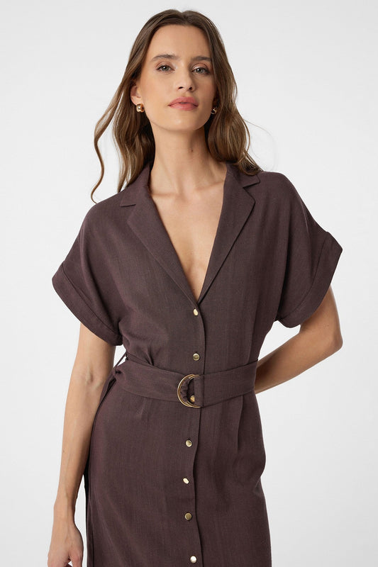 Antioch Linen-Blend Arched-Waist Women's Dress