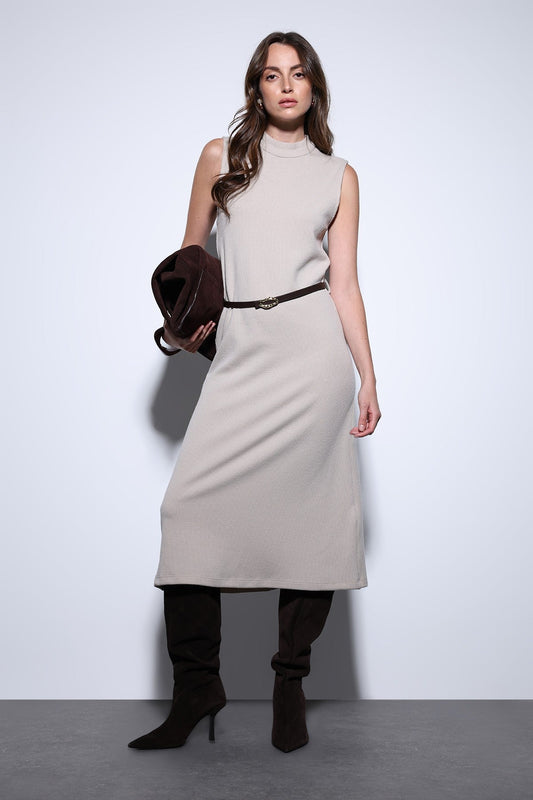 Antioch Belted Women's Midi Dress with Detailed Design