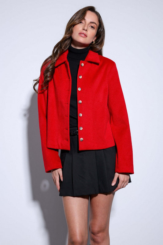 Antioch Shirt-Collar Short-Sleeved Cashmere Jacket