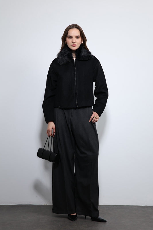 Antioch Wool-Blend Faux Fur Collar Jacket