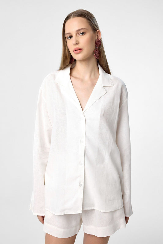 Antioch Linen-Blend Shorts and Shirt Set for Women