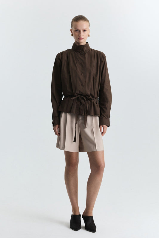Waist-Tied Poplin Jacket