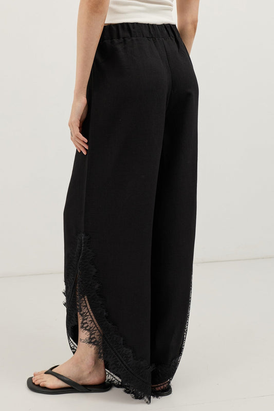 Women's Pants with Lace-Trimmed Cuffs
