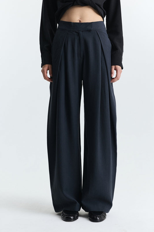 Pleated Wide-Leg Pants