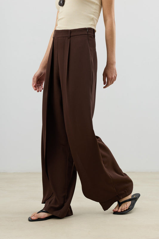 Antioch Women's Pants with Double Pleats and Side Zipper