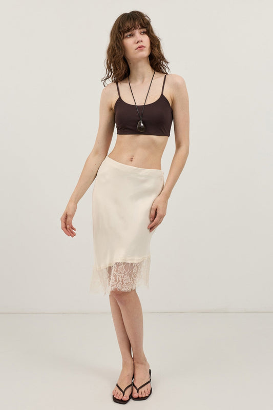 Antioch Satin Skirt with Lace Details