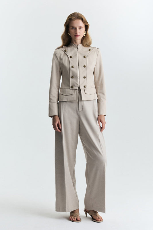 Jacket with Decorative Buttons and Epaulets