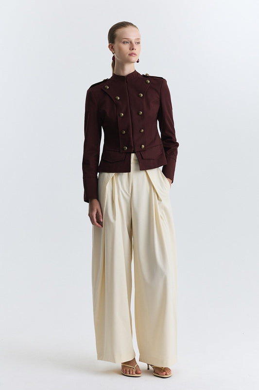 Jacket with Decorative Buttons and Epaulets