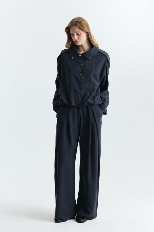 Lyocell-Blend Stand-Up Collar Jacket