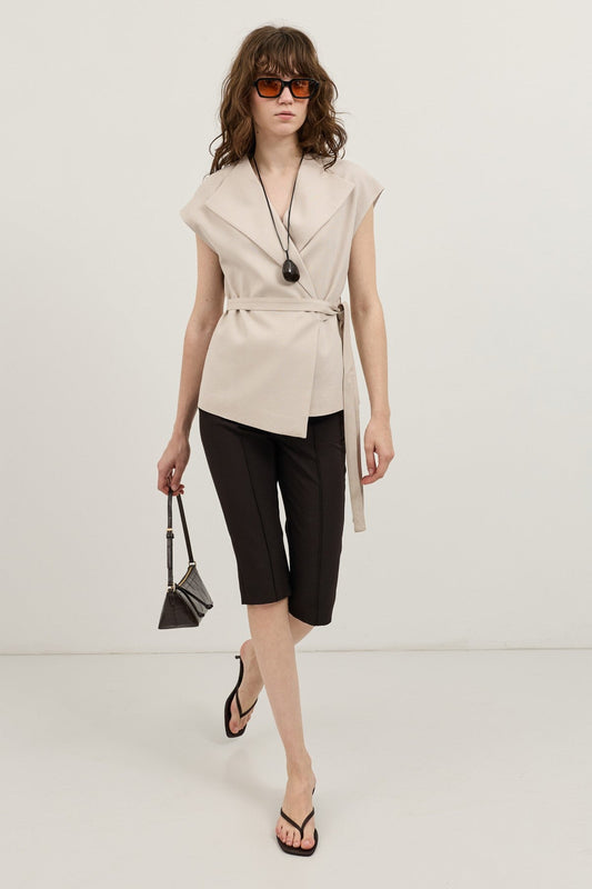 Antioch Women's Vest with Lace Trim and a Linen Blend