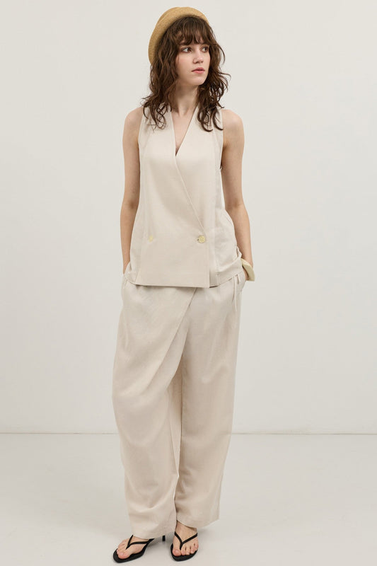 Antioch Linen-Blend Cross-Over Women's Vest