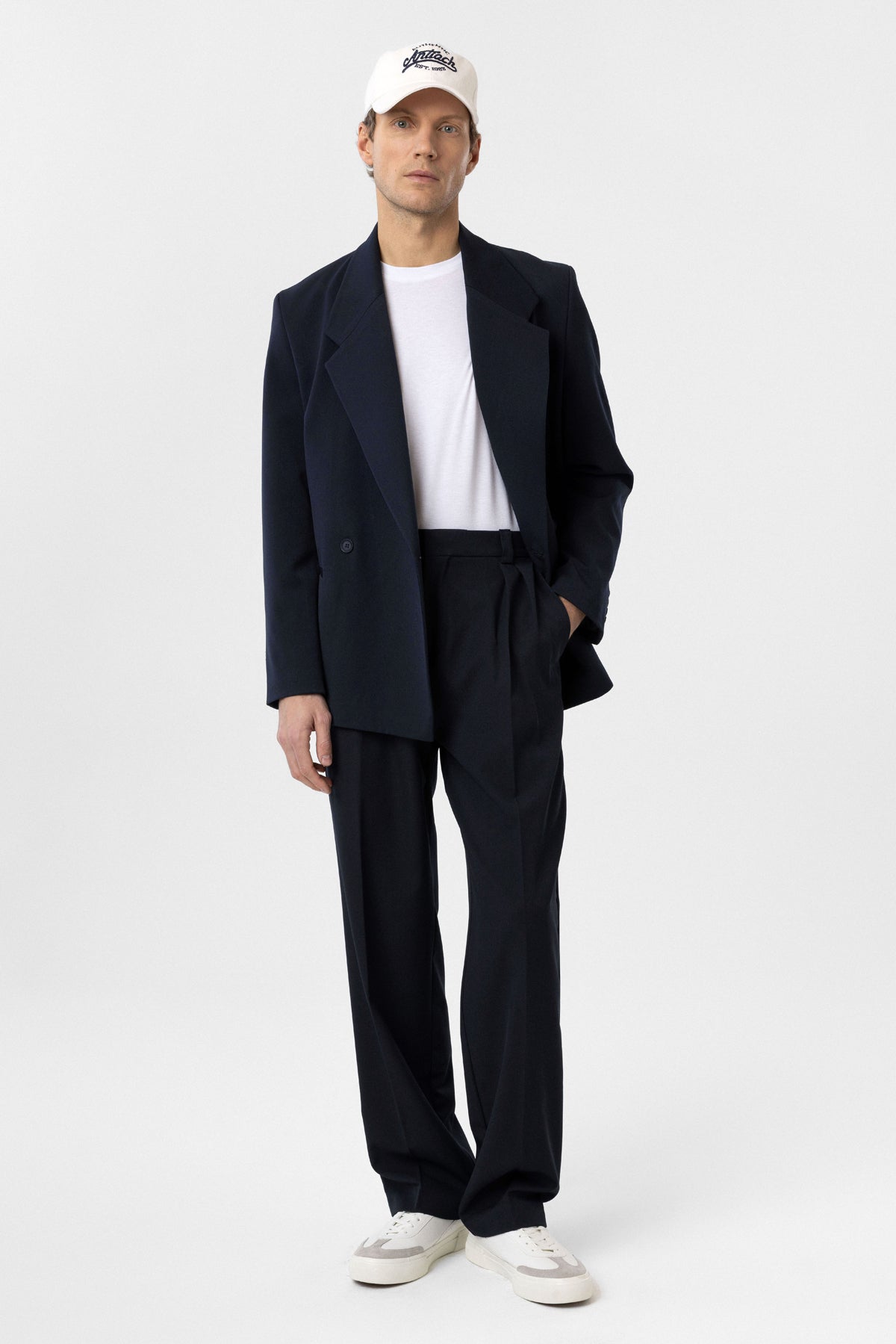 Men's Double-Breasted Blazer with Slit Pockets