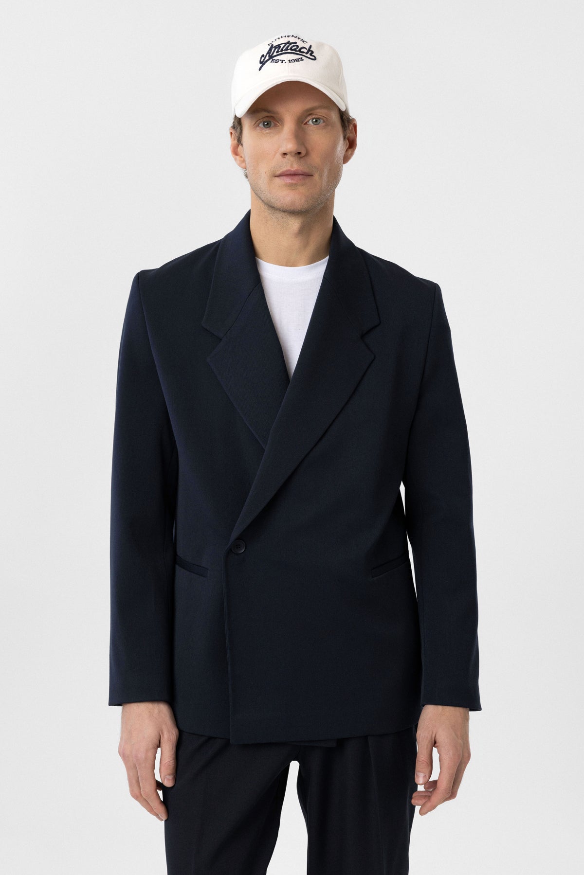 Men's Double-Breasted Blazer with Slit Pockets