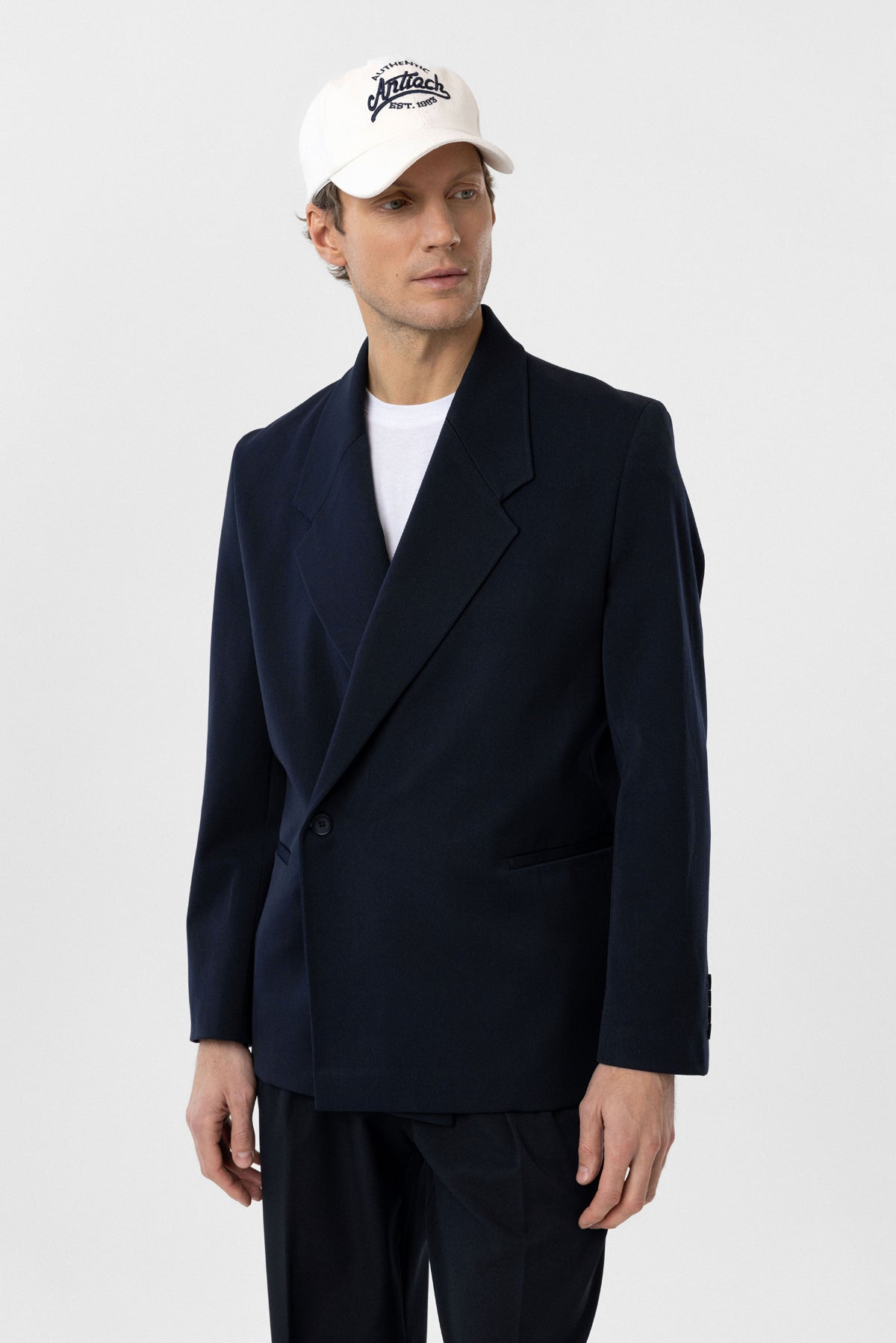 Men's Double-Breasted Blazer with Slit Pockets