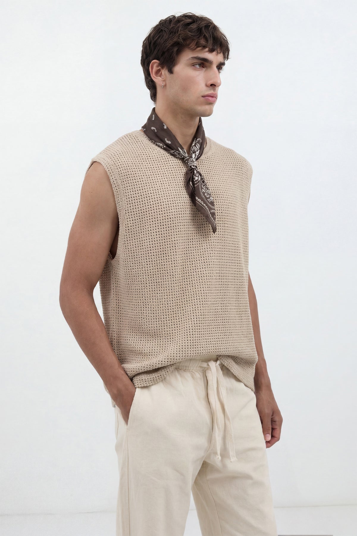 Relax Fit Textured Men's Sleeveless T-shirt