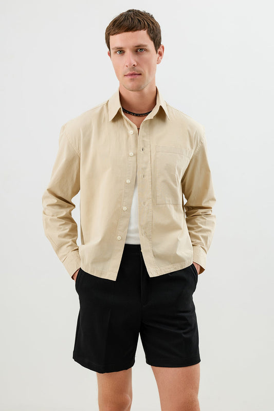 Men's Crop-Fit Shirt with Modal Blend