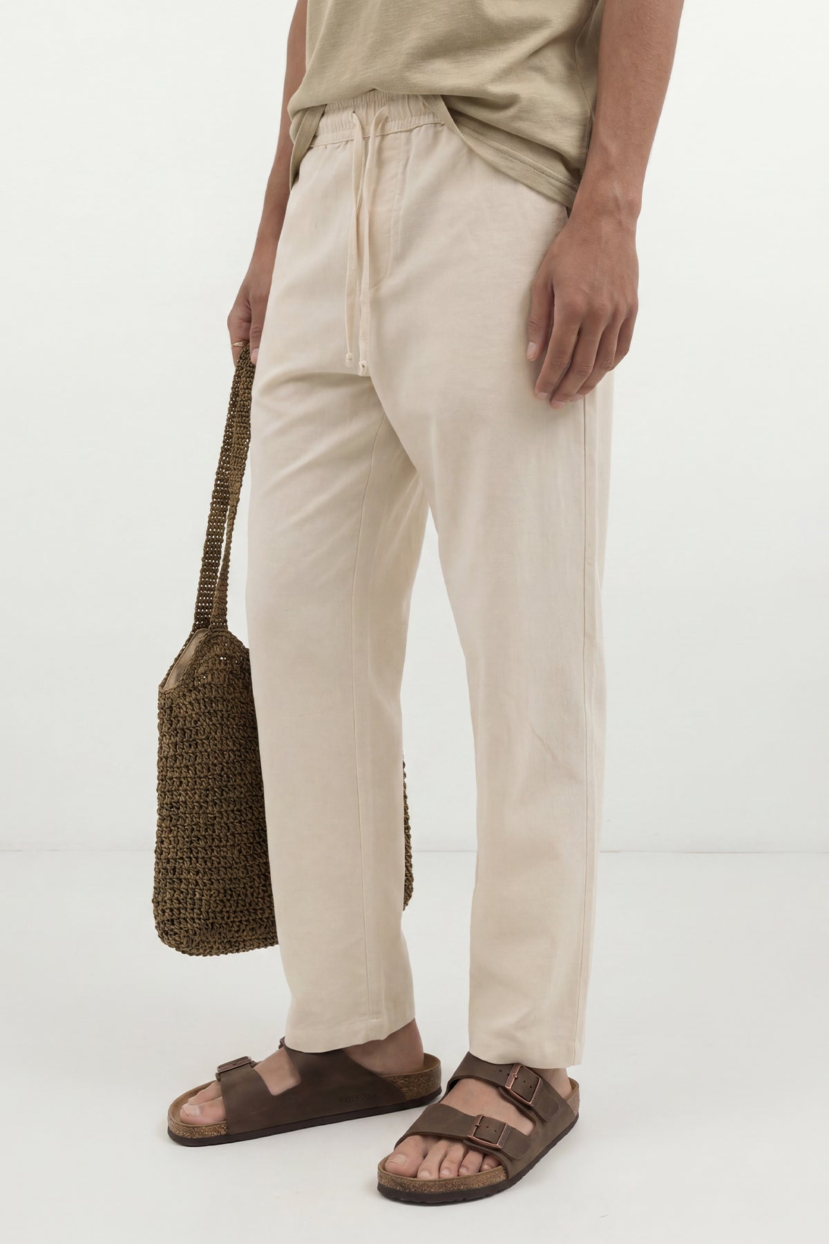 Linen-Look Waistbanded Pants