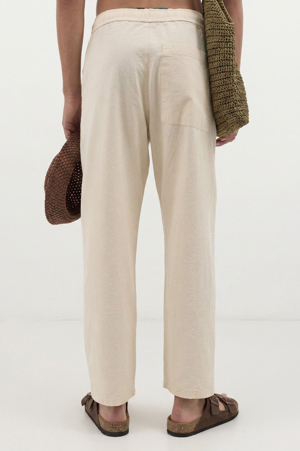 Linen-Look Waistbanded Pants