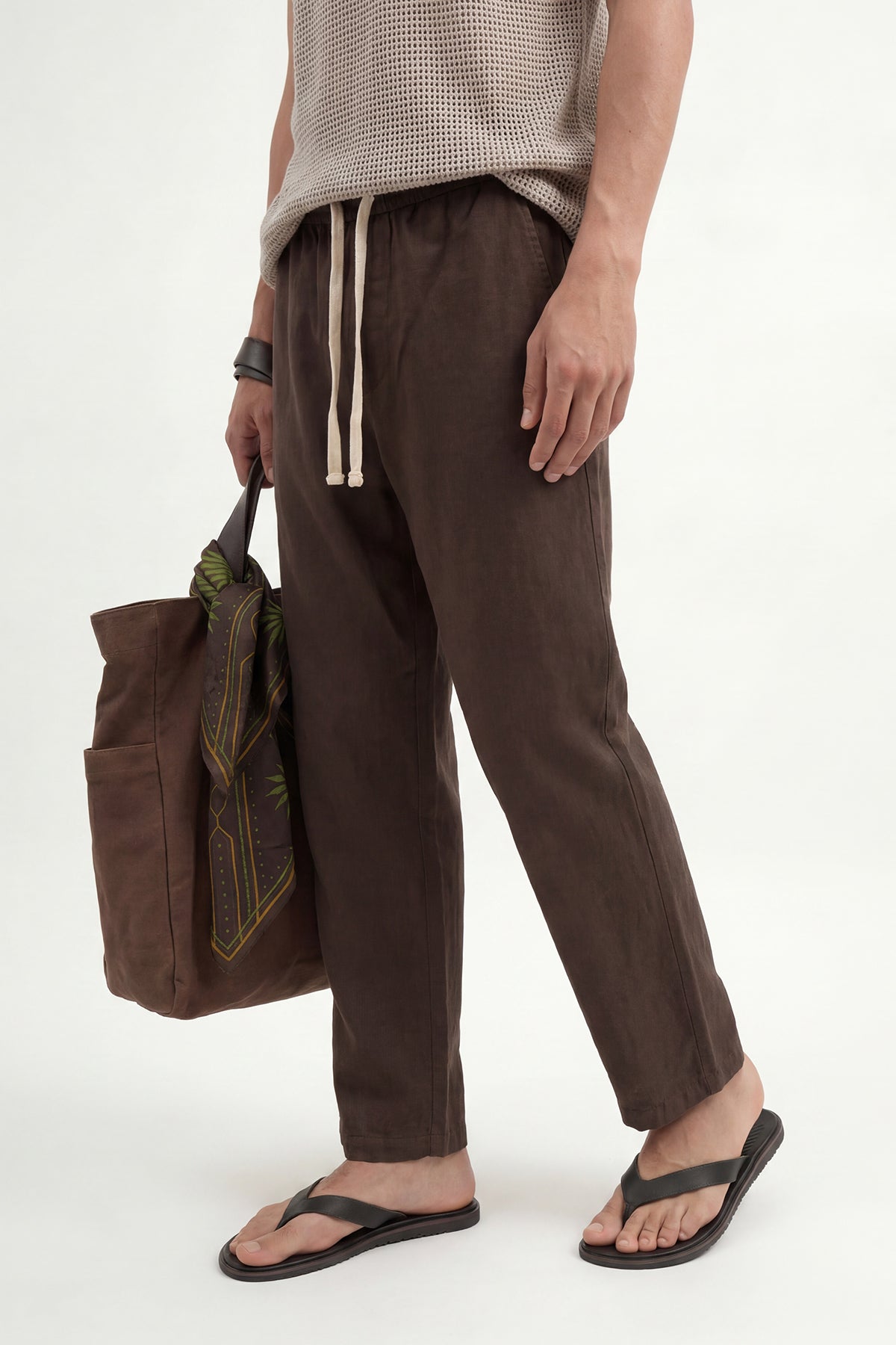 Linen-Look Waistbanded Pants