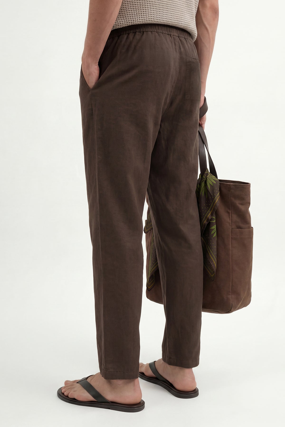 Linen-Look Waistbanded Pants