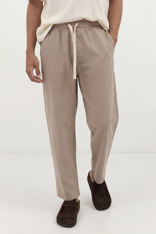 Linen-Look Waistbanded Pants