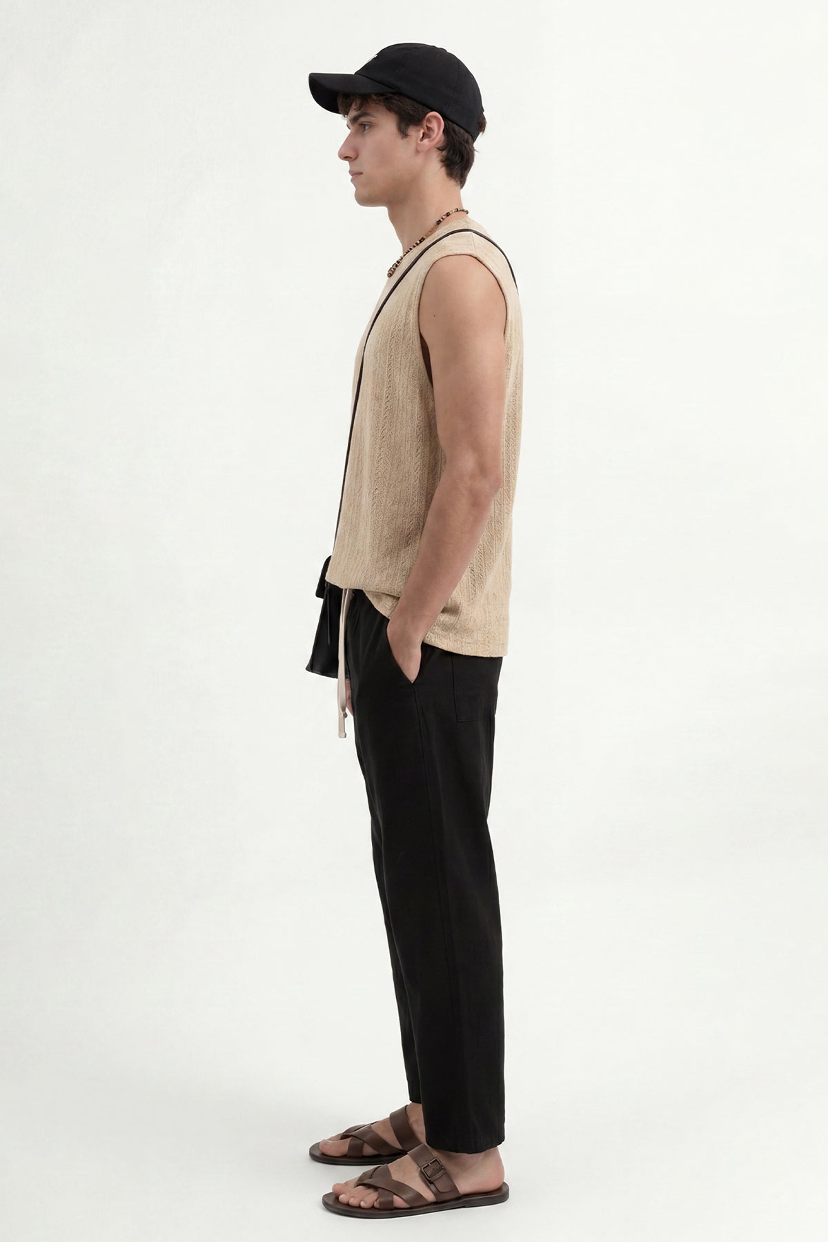 Linen-Look Waistbanded Pants