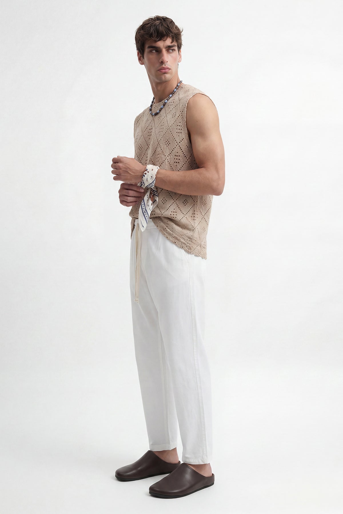 Linen-Look Waistbanded Pants