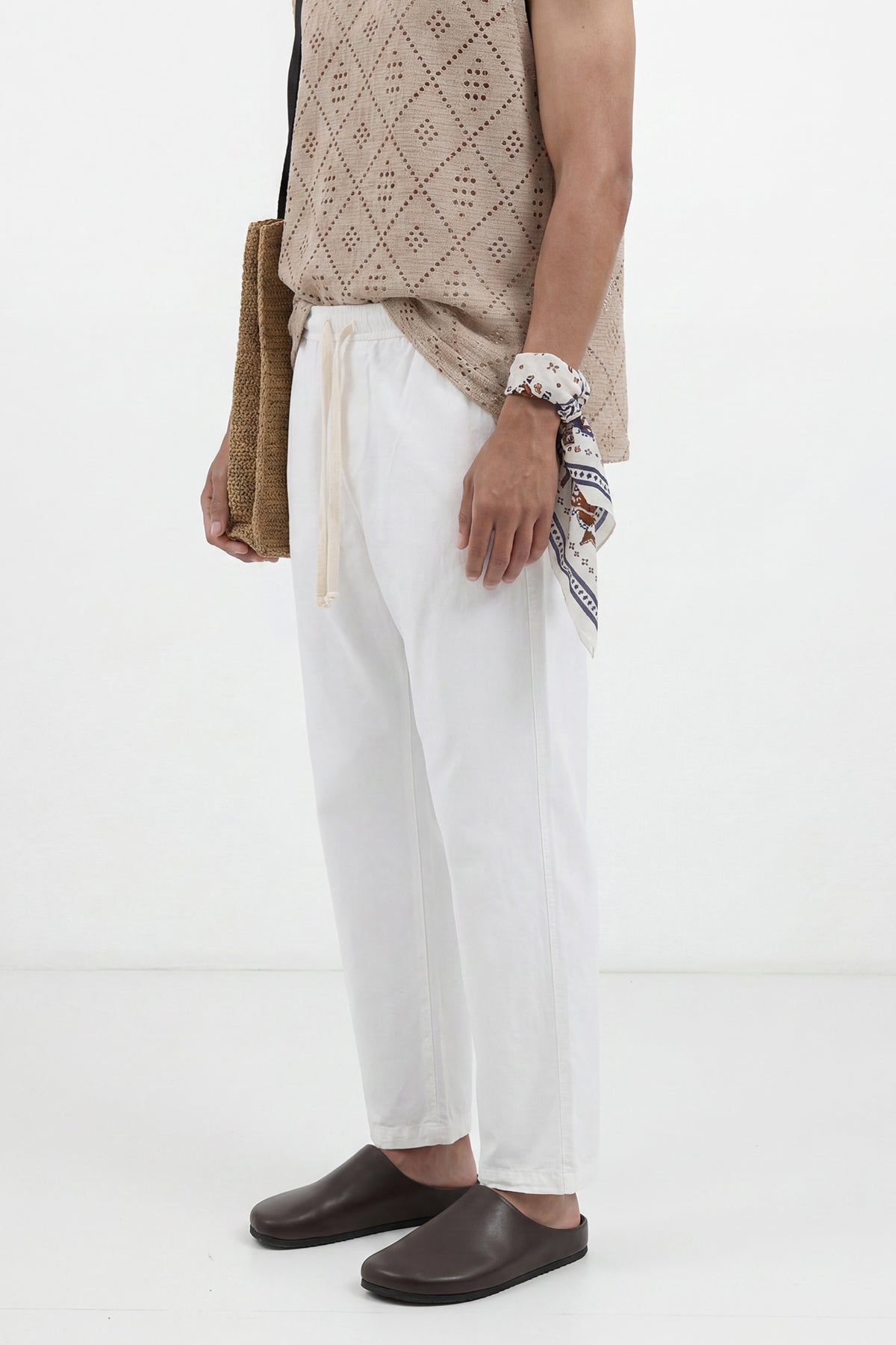 Linen-Look Waistbanded Pants