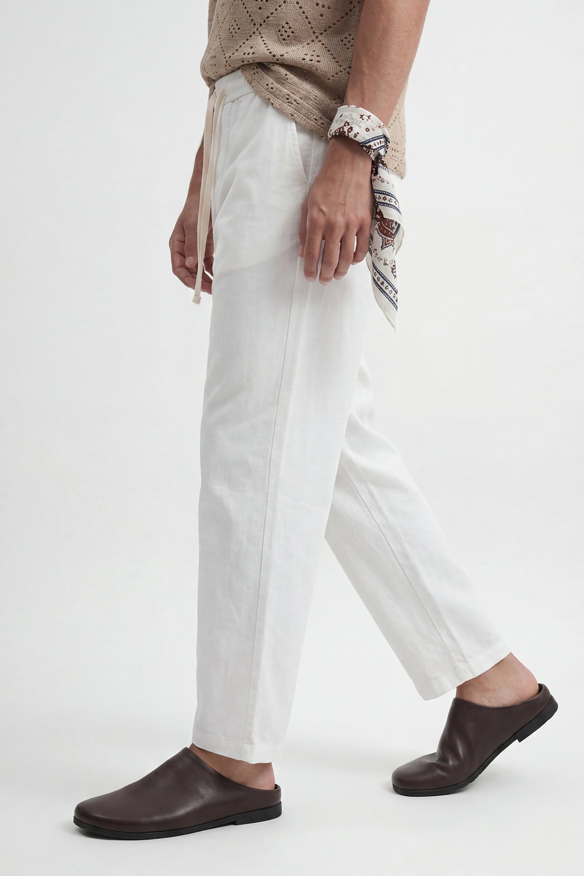 Linen-Look Waistbanded Pants