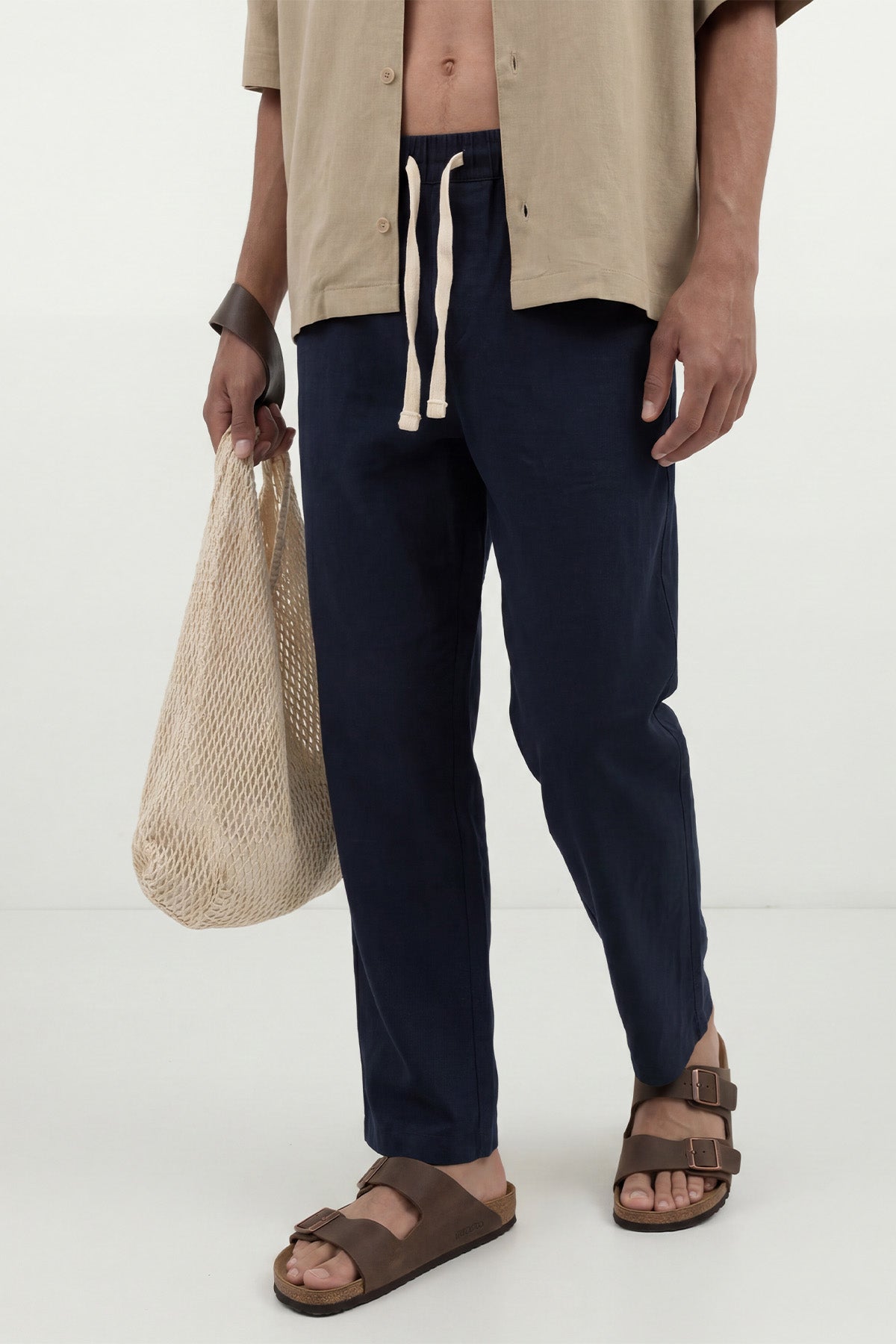 Linen-Look Waistbanded Pants