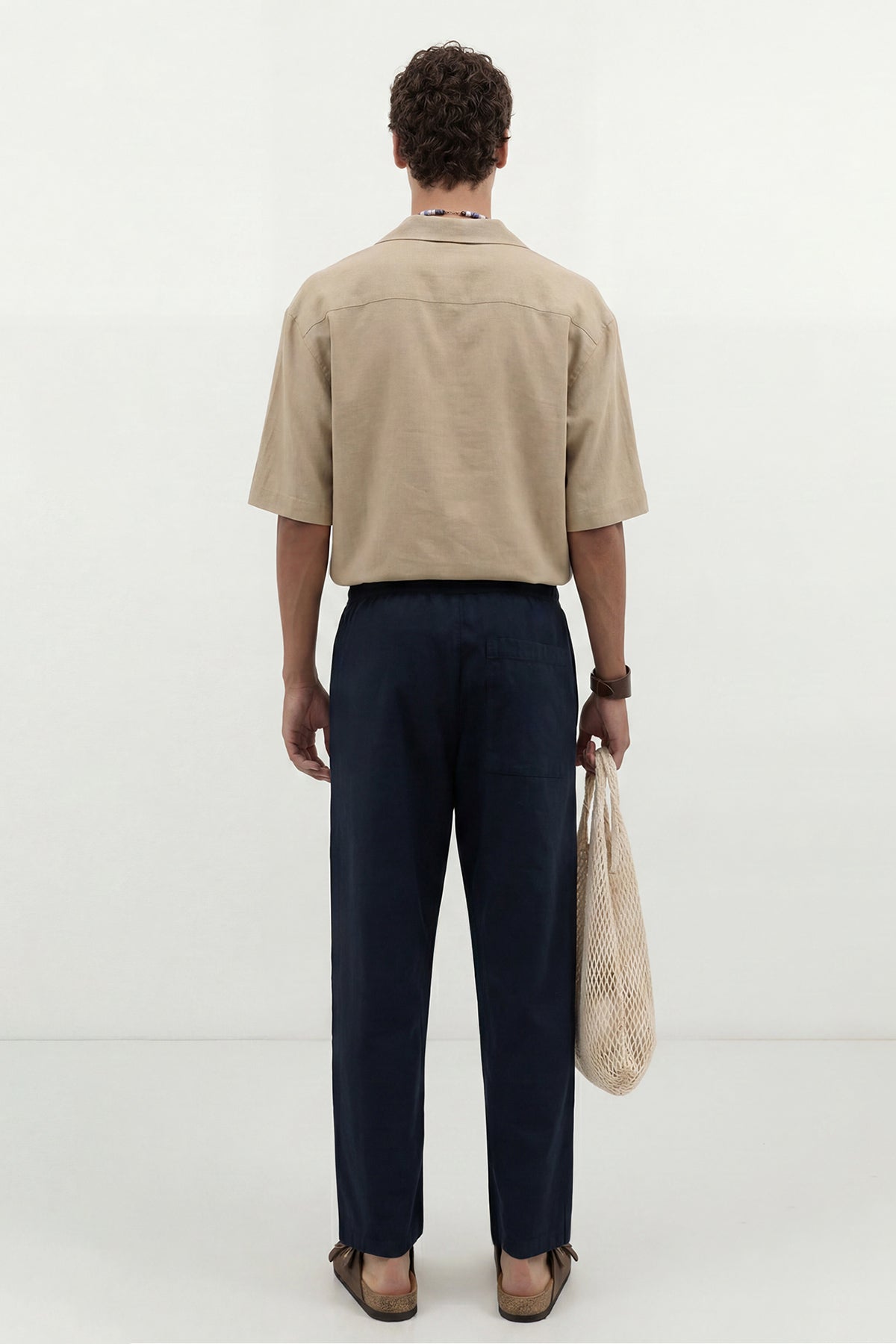 Linen-Look Waistbanded Pants